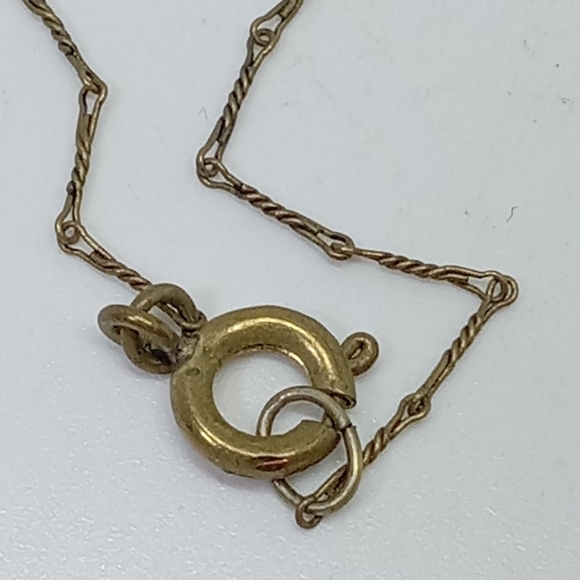* antique vintage Edwardian tiny locket delicate twisted links necklace 18.5" - Picture 5 of 5